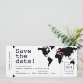 レトロ タイプライター 世界地図 ボーディングパス チケット セーブザデート (スタンド正面)