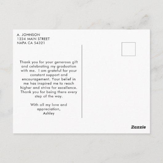 レトロ タイポグラフィー ありがとう 卒業 写真 ポストカード (裏面)