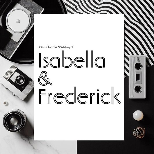 レトロ タイポグラフィー ウェディング 招待状