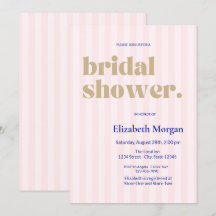 レトロ タイポグラフィー ピンク ストライプ ブライズシャワー