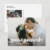 レトロ タイポグラフィー フォト ウェディング 延期 案内ポストカード (正面/裏面)