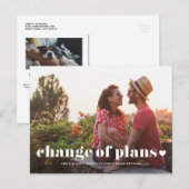 レトロ タイポグラフィー フォト 結婚式の予定変更 案内ポストカード (正面/裏面)