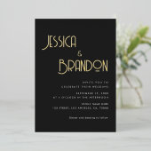 レトロ タイポグラフィー ブラック ダーク シンプル ミニマル リアル 箔招待状 (立ち正面)