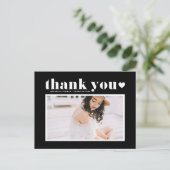 レトロ タイポグラフィー ブラック 卒業 ありがとう ポストカード (スタンド正面)