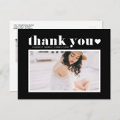 レトロ タイポグラフィー ブラック 卒業 ありがとう ポストカード (正面/裏面)