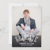 レトロ タイポグラフィ オーバーレイ フォト 卒業式 招待状 (正面)