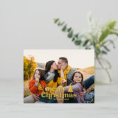 レトロ タイポグラフィ 現代のフルフォト 箔シーズンポストカード (立ち正面)