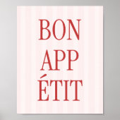 レトロ・タイポグラフィ「Bon Appétit」キッチン印刷 ポスター (正面)