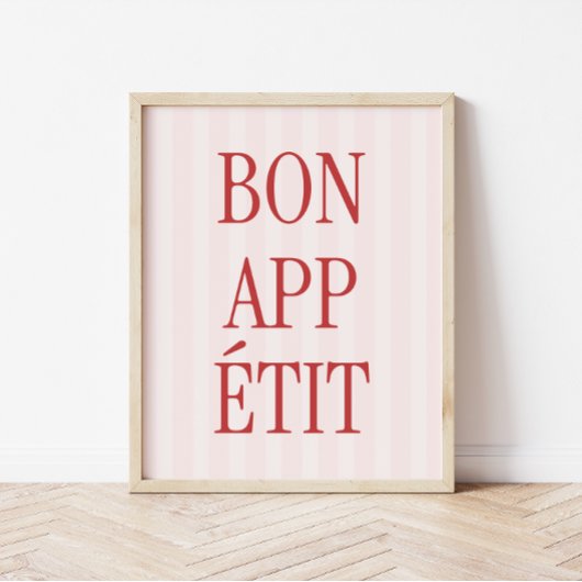 レトロ・タイポグラフィ「Bon Appétit」キッチン印刷 ポスター
