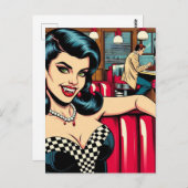 レトロ・ダイナーのヴァンパイア ポストカード (正面/裏面)