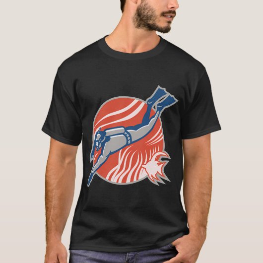 レトロ ダイバー スキューバダイビング Tシャツ (正面)
