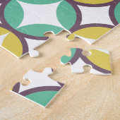 レトロ ダイヤモンド イン サークル パターン ブルー グリーン ゴールド ジグソーパズル (側面)