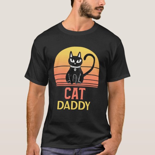 レトロ ダサかわ 猫パパ ビンテージ 80年代風 デザイン Tシャツ (正面)