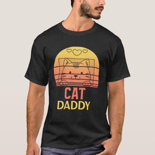 レトロ ダサかわ 猫パパ ビンテージ 80年代風 Tシャツ (正面)
