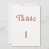 レトロ ダスティ ローズ ウェディング テーブル ナンバー 招待状 (正面)