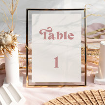レトロ ダスティ ローズ ウェディング テーブル ナンバー