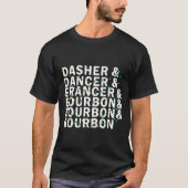 レトロ ダッシャー ダンサー プランサー バーボン クリスマス おもしろ Tシャツ (正面)