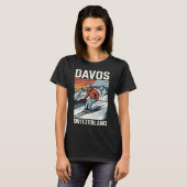 レトロ ダボス スイス スキーリゾート Tシャツ (正面フル)