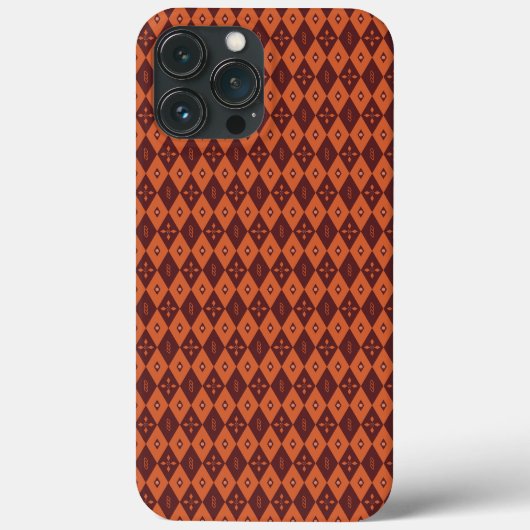 レトロ ダークレッド コンパス 菱形 パターン Case-Mate iPhoneケース (裏面)