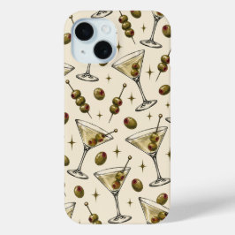 レトロ ダーティーマティーニとオリーブのスマホケース iPhone 15ケース