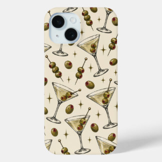 レトロ ダーティーマティーニとオリーブのスマホケース iPhone 15ケース