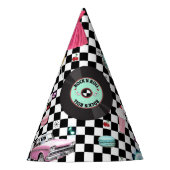 レトロ チェッカー 50年代 ファッション 誕生日 パーティー パーティーハット (正面)