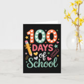 レトロ チェック柄 サークル 100日目の学校 面白い カード (黄色い花)