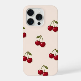 レトロ チェリー フルーツ パターン iPhone 15 PROケース
