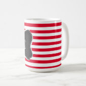 レトロ·チャルクボード·カドミウム·レッドストライプ·ストライプの コーヒーマグカップ (正面右)