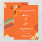 レトロ テーマの招待状 70年代 フラワーパワー 招待状 (正面/裏面)