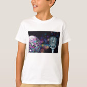 レトロ ディスコボールとヴィンテージ マイク Tシャツ (正面)