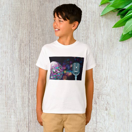 レトロ ディスコボールとヴィンテージ マイク Tシャツ