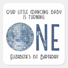 レトロ ディスコボール 1歳 誕生日パーティー スクエアシール