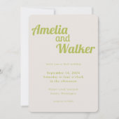 レトロ デライト チャートリュース グリーン ウェディング 招待状 (正面)