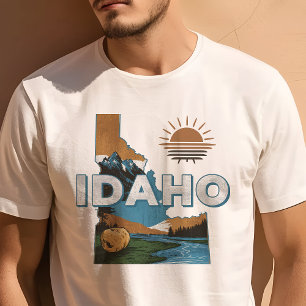 レトロ トラベル アイコニック アイダホ グラフィック Tシャツ