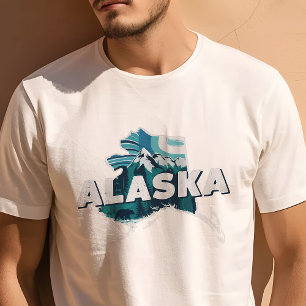 レトロ トラベル アイコニック アラスカ グラフィック Tシャツ