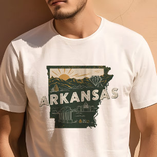 レトロ トラベル アイコニック アーカンソー グラフィック Tシャツ
