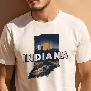 レトロ トラベル アイコニック インディアナ グラフィック Tシャツ
