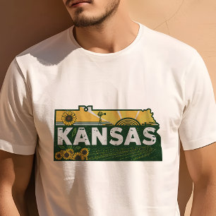 レトロ トラベル アイコニック カンザス グラフィック Tシャツ