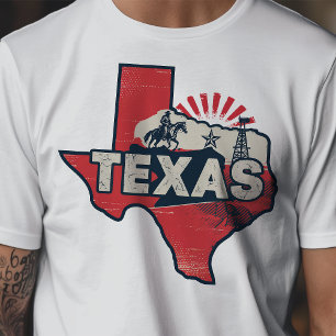 レトロ トラベル アイコニック テキサス グラフィック Tシャツ