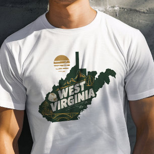 レトロ トラベル アイコン 西バージニア グラフィック Tシャツ