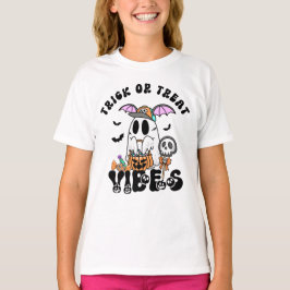 レトロ トリック オア トリート ビブス おばけ キャンディ キッズ Tシャツ
