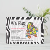 レトロ、トータル80年代のローラースケート誕生パーティー 招待状 (スタンド正面)