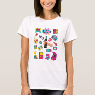 レトロ・ドゥードル・ステッカーコラージュ グラフィックTシャツ Tシャツ