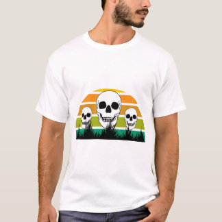 レトロ ドクロ 黒竜鬚草 オフィオポゴン ゴシック ガーデン Tシャツ