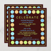 レトロ·ドット&スターズ·バースデー·パーティーの招待 招待状 (正面/裏面)