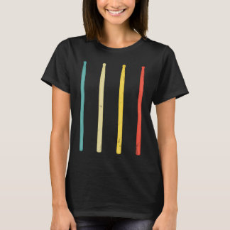 レトロ ドラムスティック ヴィンテージ ドラムスティック ドラマー Tシャツ