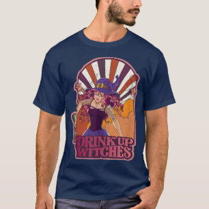 レトロ ドリンクアップ ウィッチ スケルトン ウィッチ ヴィブス スプーキー Tシャツ
