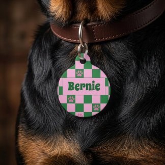 レトロ ドーパミン ピンク グリーン パウ 犬 名前 ペット ID タグ