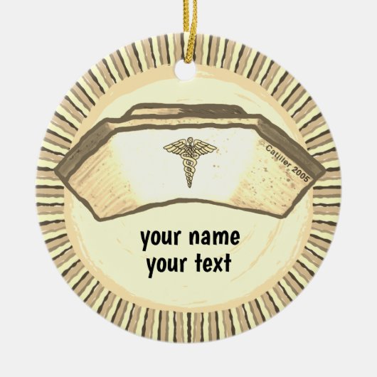 レトロ ナース キャップ セラミックオーナメント (正面)